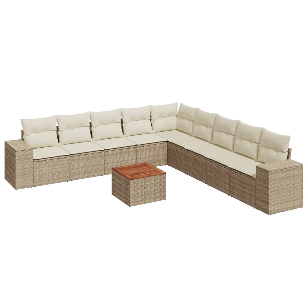 10-dijelni set vrtnih sofa s jastucima bež od poliratana