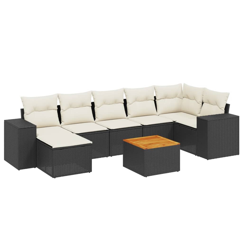 8-dijelni set vrtnih sofa od poliratana s jastucima crni