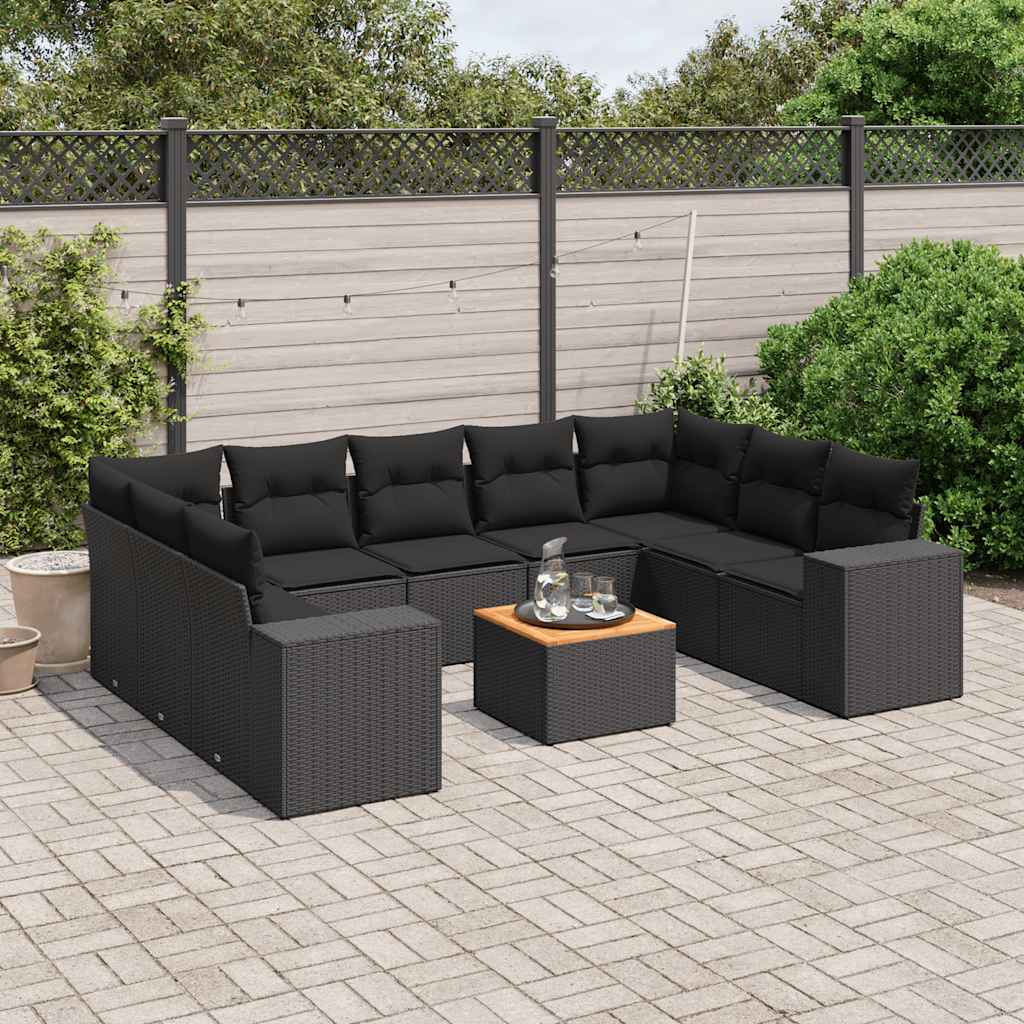 10-dijelni set vrtnih sofa od poliratana s jastucima sivi