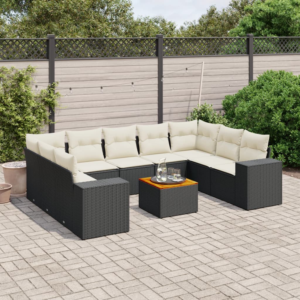 10-dijelni set vrtnih sofa od poliratana s jastucima sivi