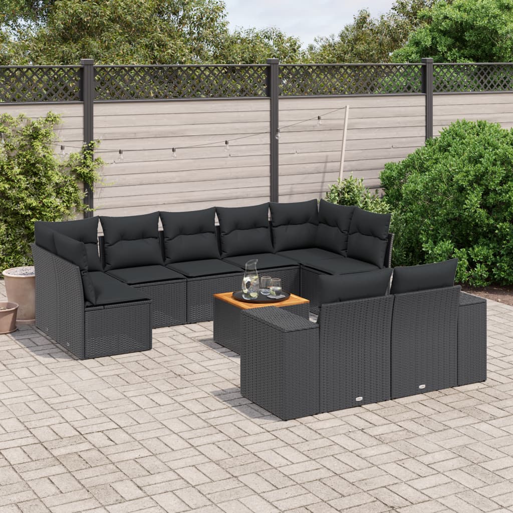 10-dijelni set vrtnih sofa od poliratana s jastucima sivi