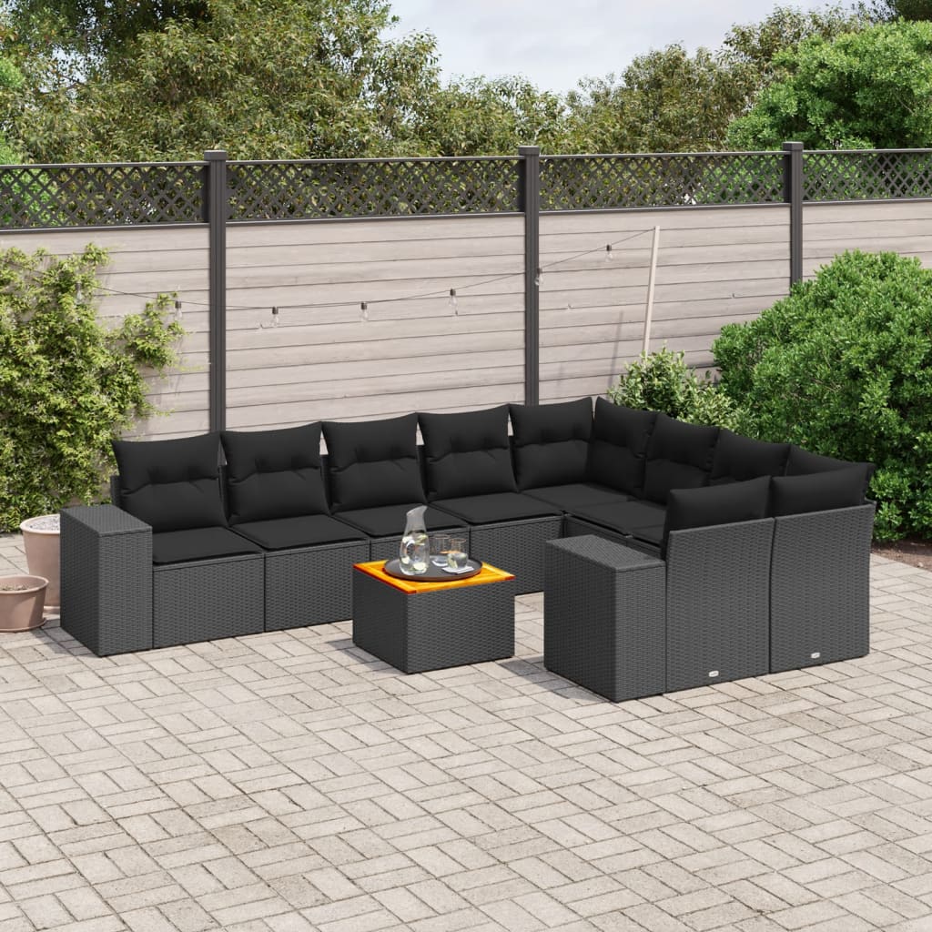 10-dijelni set vrtnih sofa od poliratana s jastucima sivi