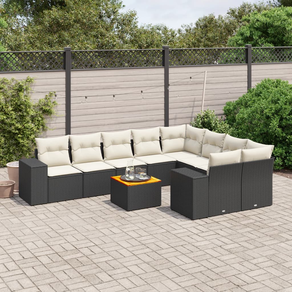 10-dijelni set vrtnih sofa od poliratana s jastucima sivi