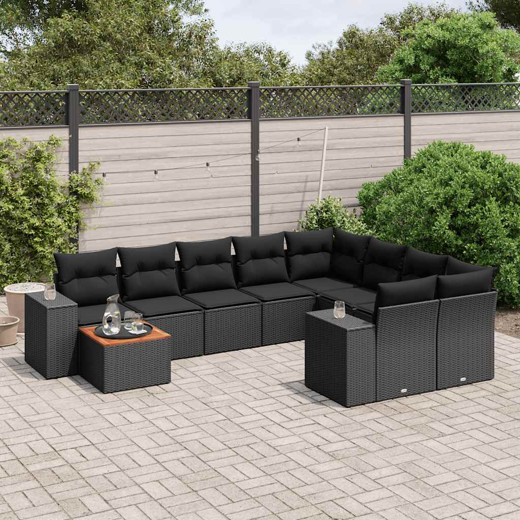 10-dijelni set vrtnih sofa od poliratana s jastucima sivi