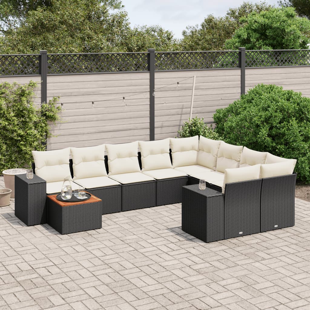 10-dijelni set vrtnih sofa od poliratana s jastucima sivi