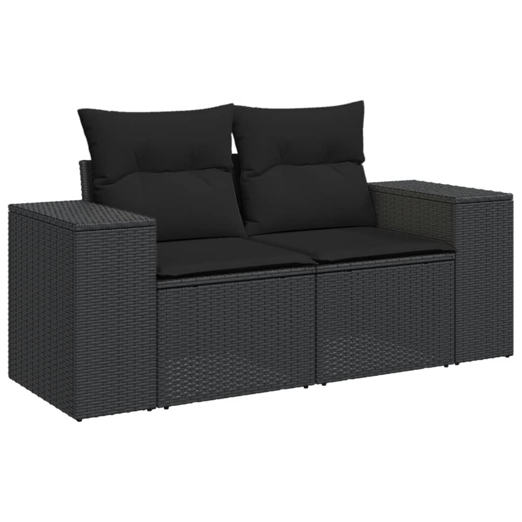 11-dijelni set vrtnih sofa od poliratana s jastucima crni