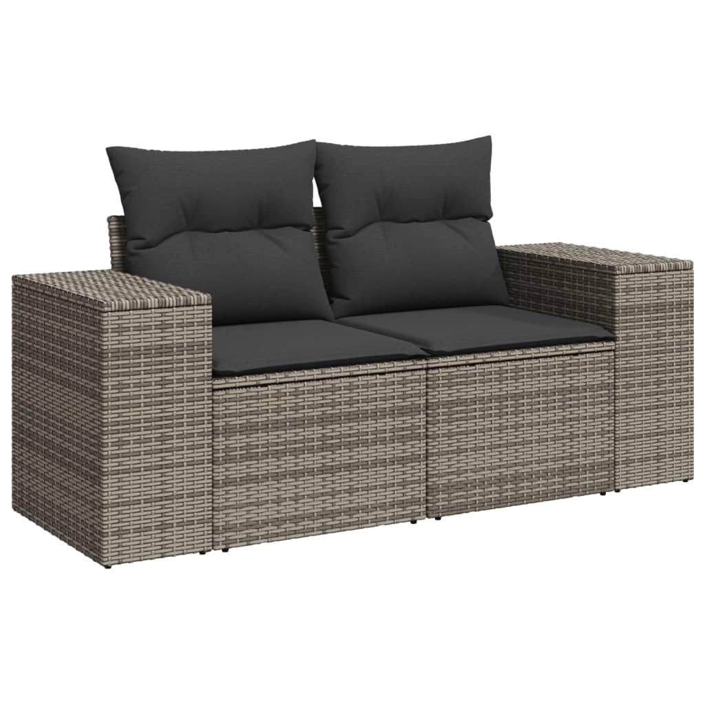 11-dijelni set vrtnih sofa od poliratana s jastucima sivi