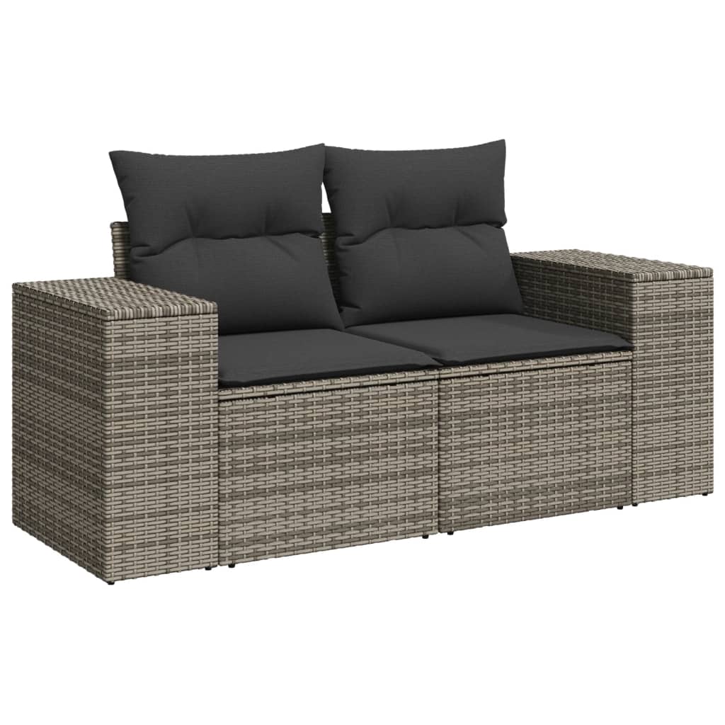11-dijelni set vrtnih sofa od poliratana s jastucima sivi