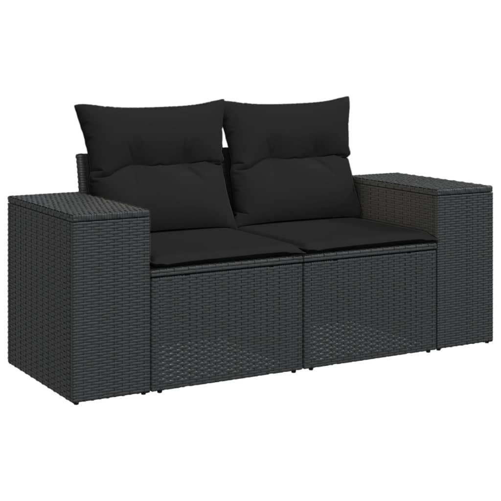 11-dijelni set vrtnih sofa od poliratana s jastucima crni