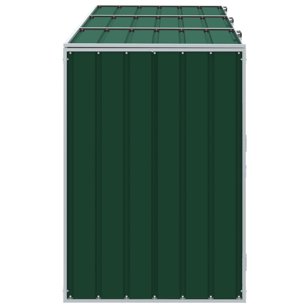 Spremište za 3 kante za otpad zelena 216x81x115 cm čelično