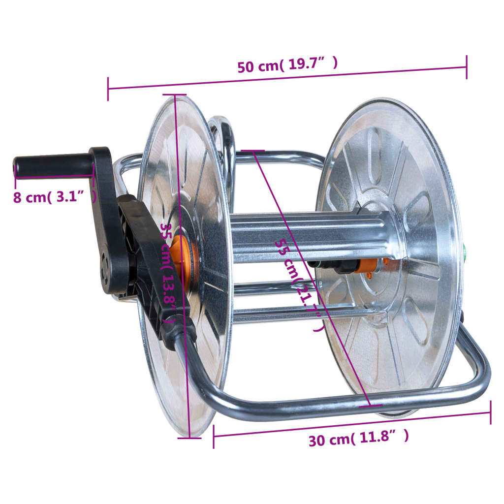 Zidni kolut za crijevo od 50 m 1/2 " ili 35 m 3/4 " čelični
