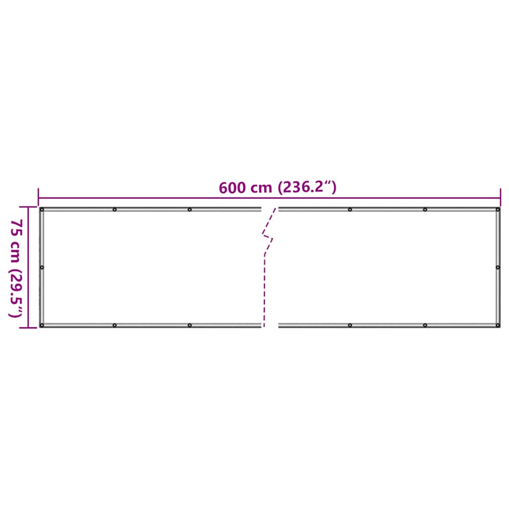 Balkonski zaslon za privatnost antracit 600 x 75 cm PVC