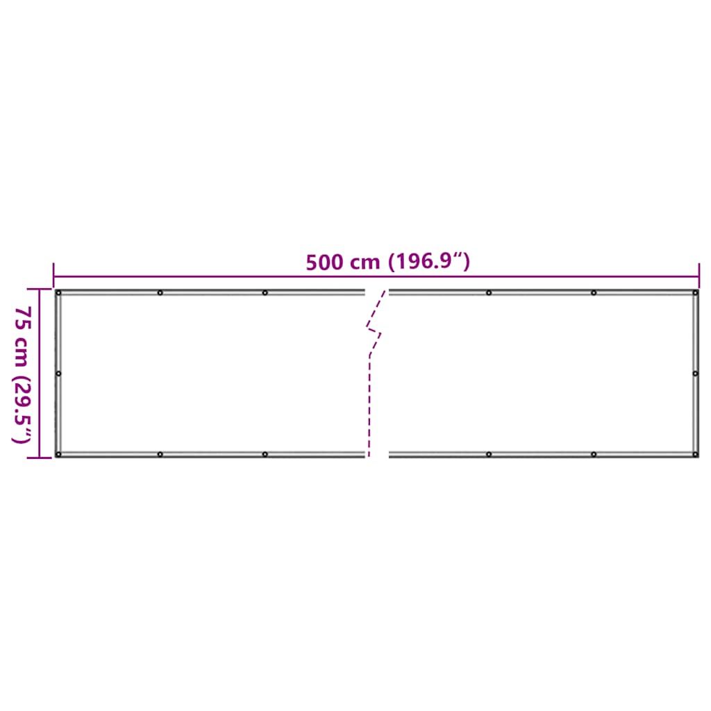 Balkonski zaslon za privatnost bijeli 500 x 75 cm PVC