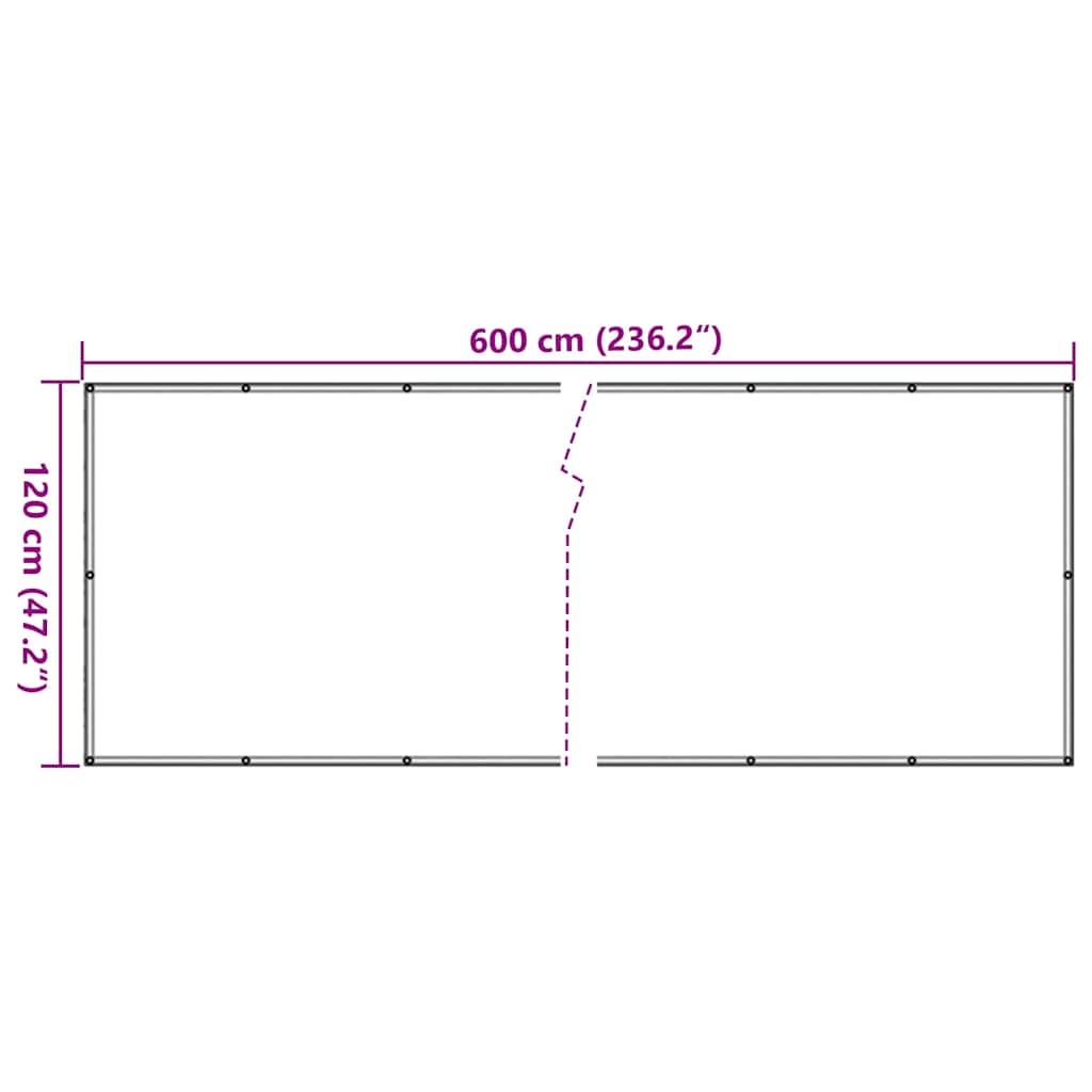 Balkonski zaslon za privatnost antracit 600 x 120 cm PVC