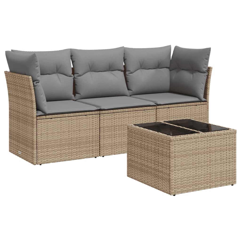 4-dijelni set vrtnih sofa od poliratana s jastucima