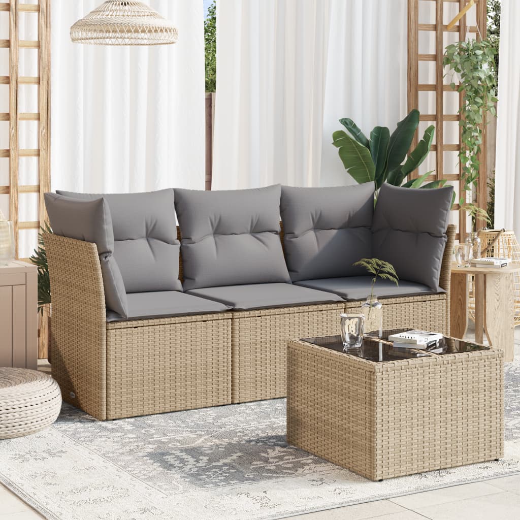 4-dijelni set vrtnih sofa od poliratana s jastucima
