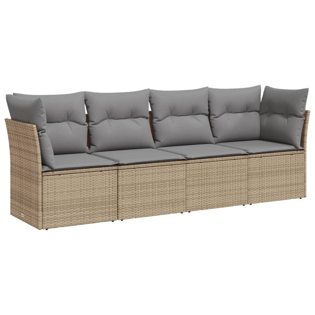 4-dijelni set vrtnih sofa s jastucima bež od poliratana