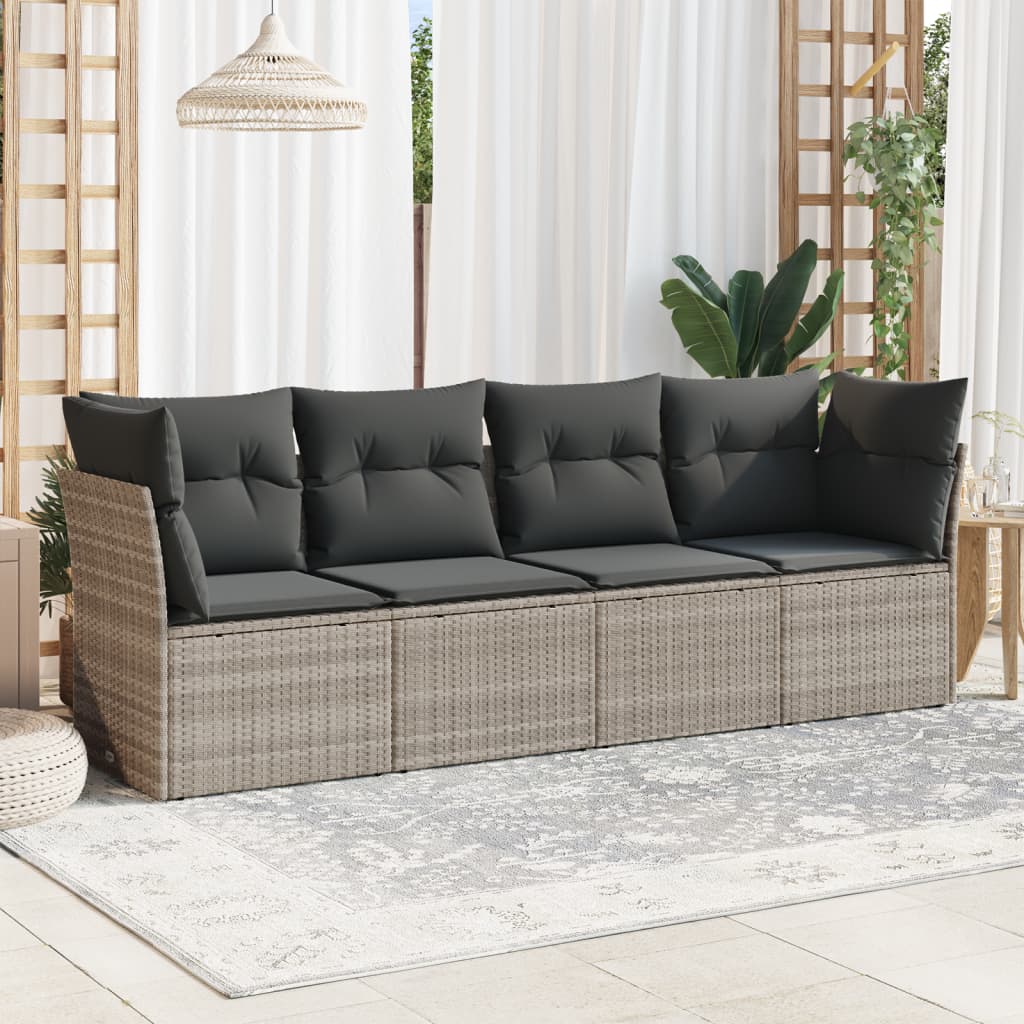 4-dijelni set vrtnih sofa s jastucima svijetlosivi poliratan