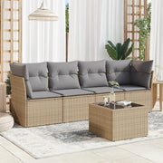 5-dijelni vrtni set sofa s jastucima bež od poliratana