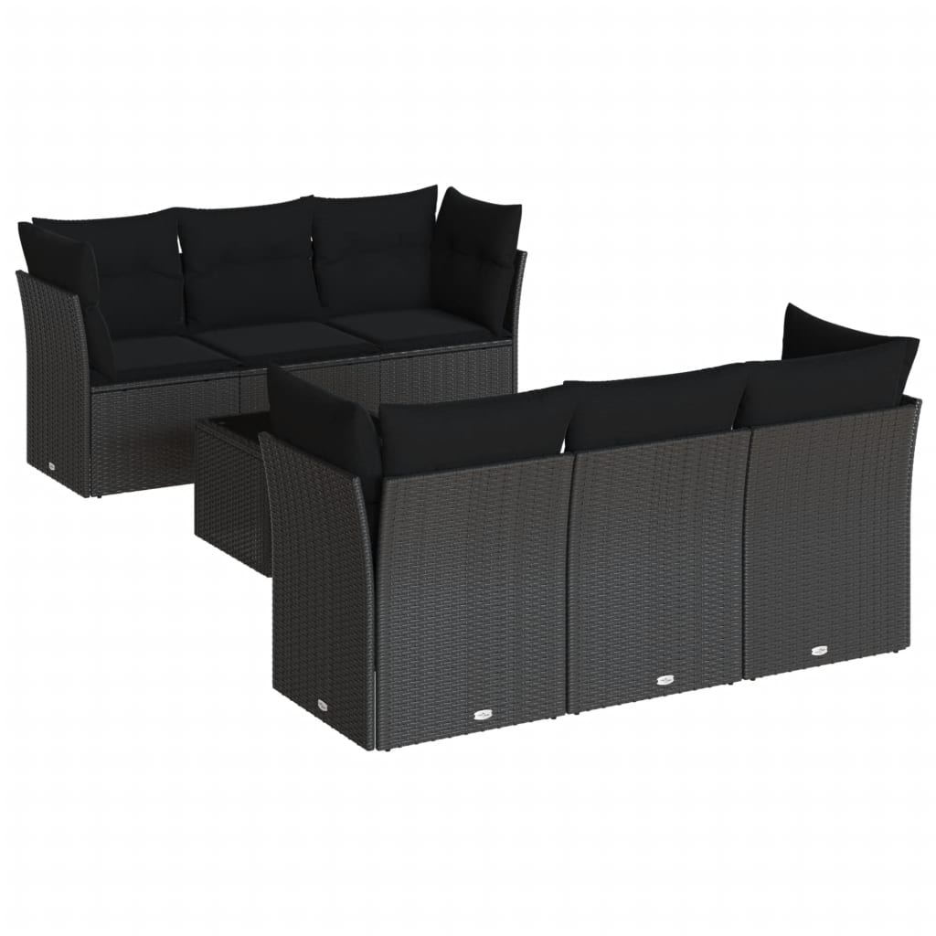 7-dijelni set vrtnih sofa od poliratana s jastucima crni
