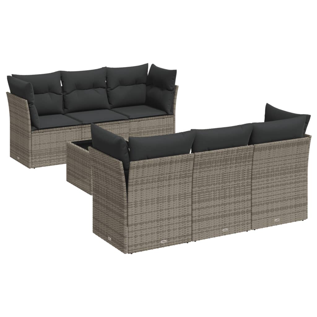 7-dijelni set vrtnih sofa sivi od poliratana