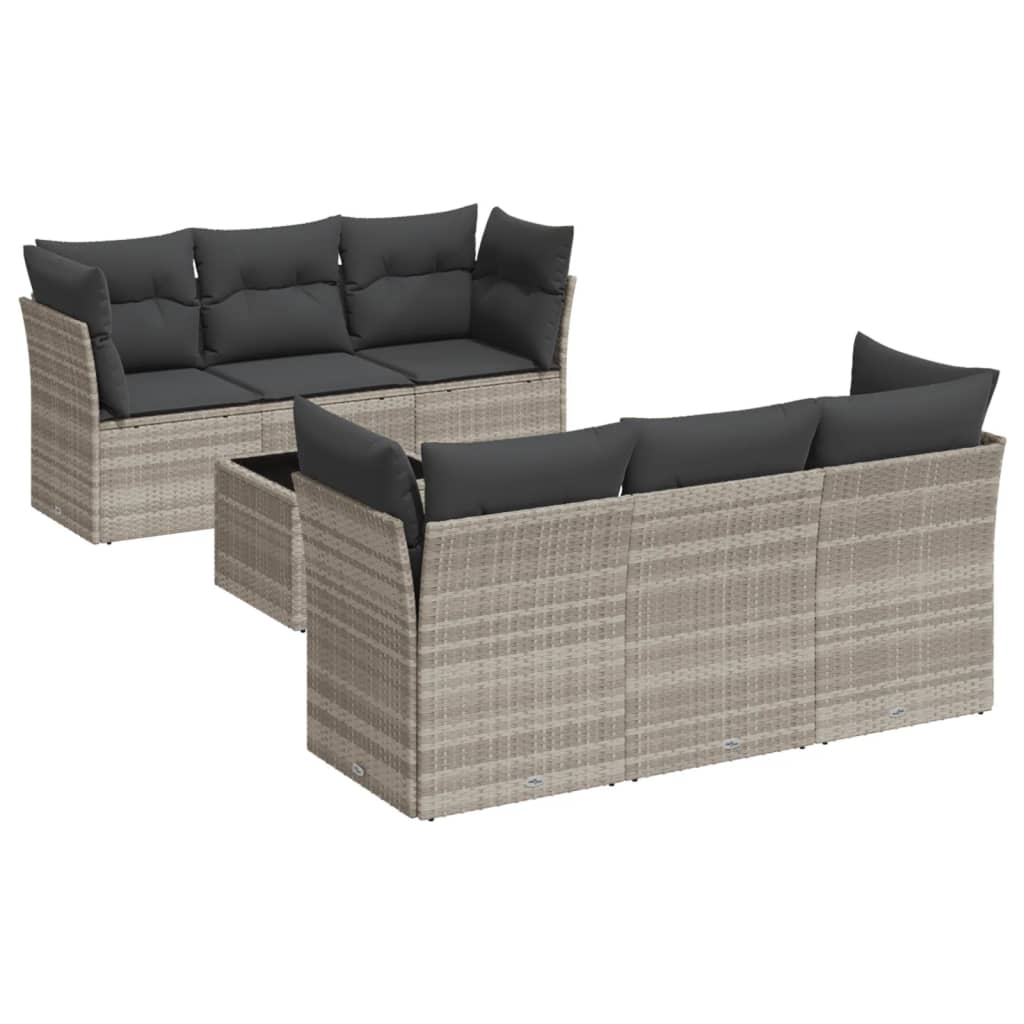 7-dijelni set vrtnih sofa svjetlosivi od poliratana