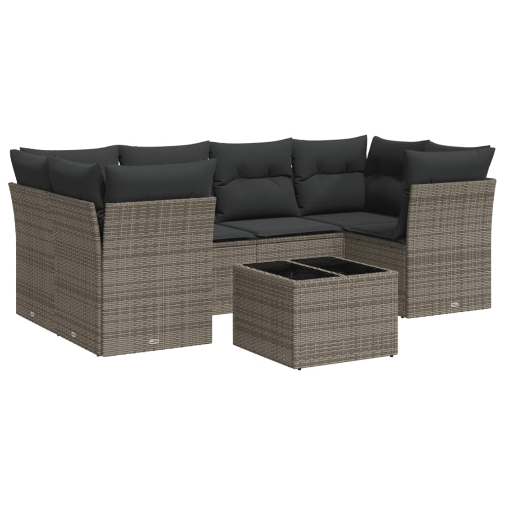 7-dijelni set vrtnih sofa sivi od poliratana