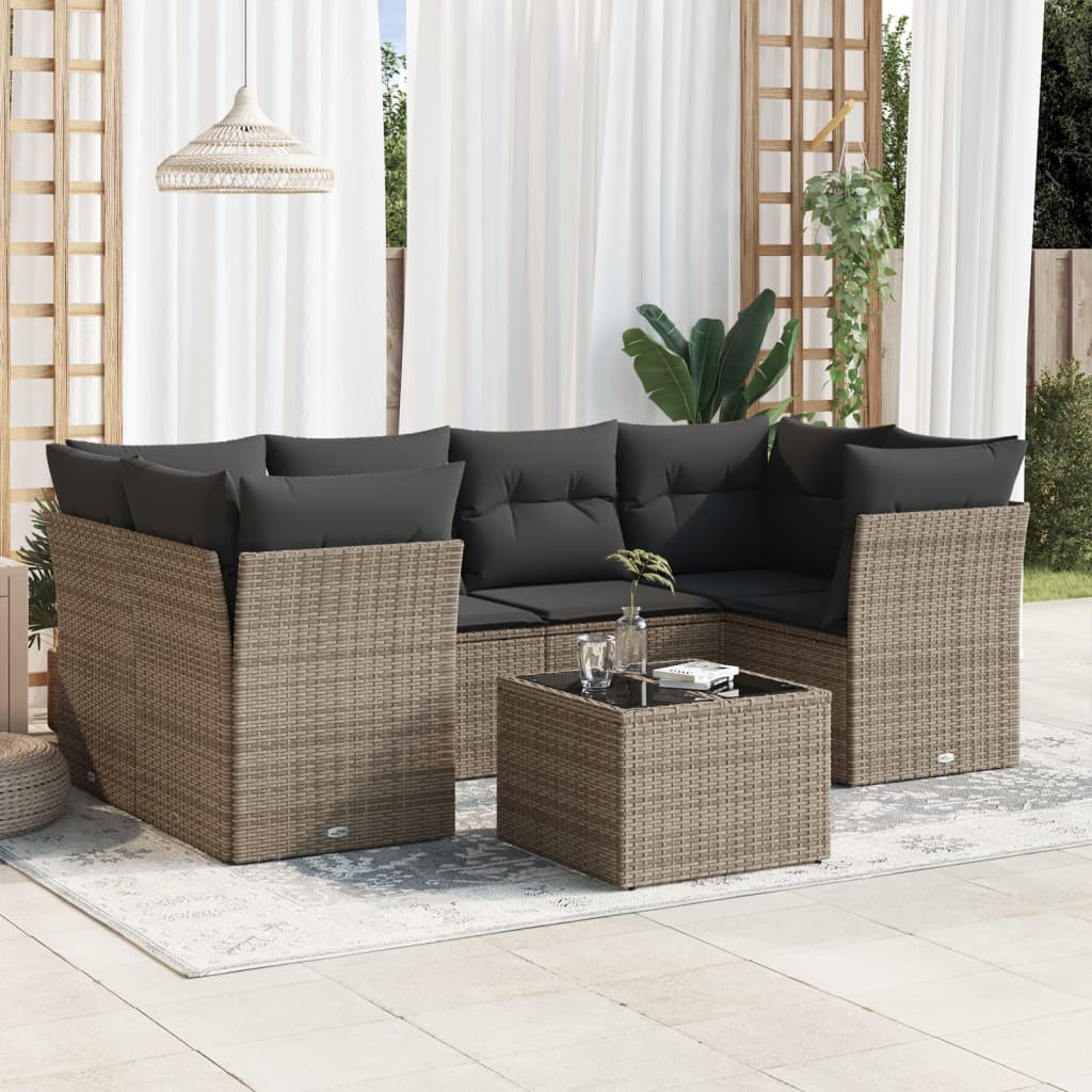 7-dijelni set vrtnih sofa sivi od poliratana