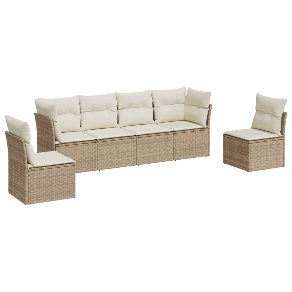 6-dijelni set vrtnih sofa s jastucima bež od poliratana
