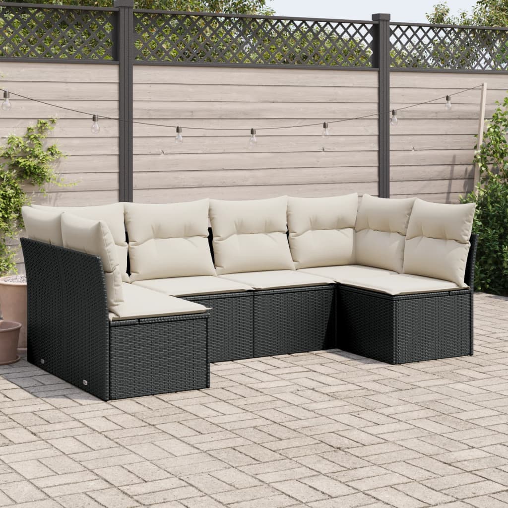 6-dijelni set vrtnih sofa s jastucima crni od poliratana
