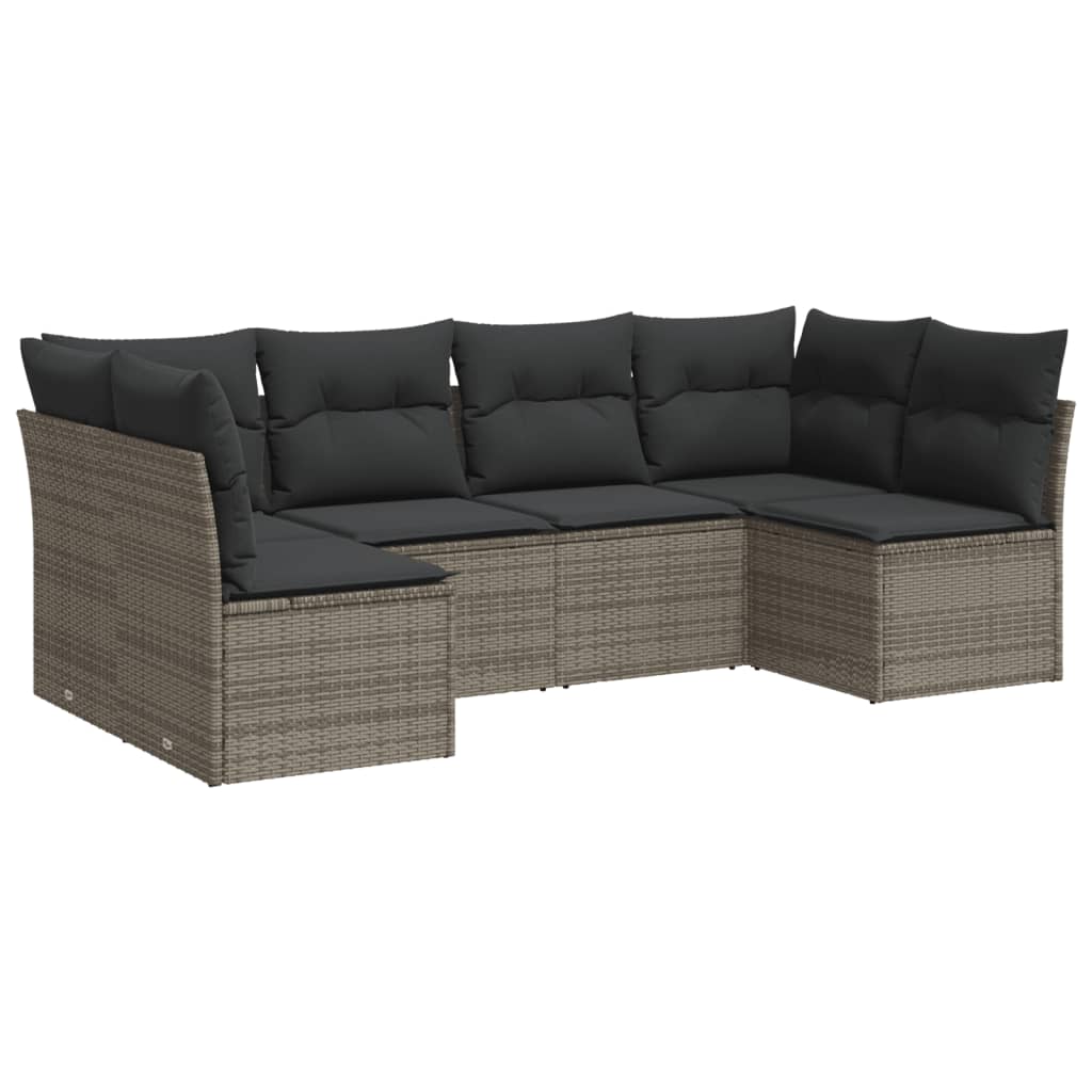 6-dijelni set vrtnih sofa od poliratana s jastucima sivi