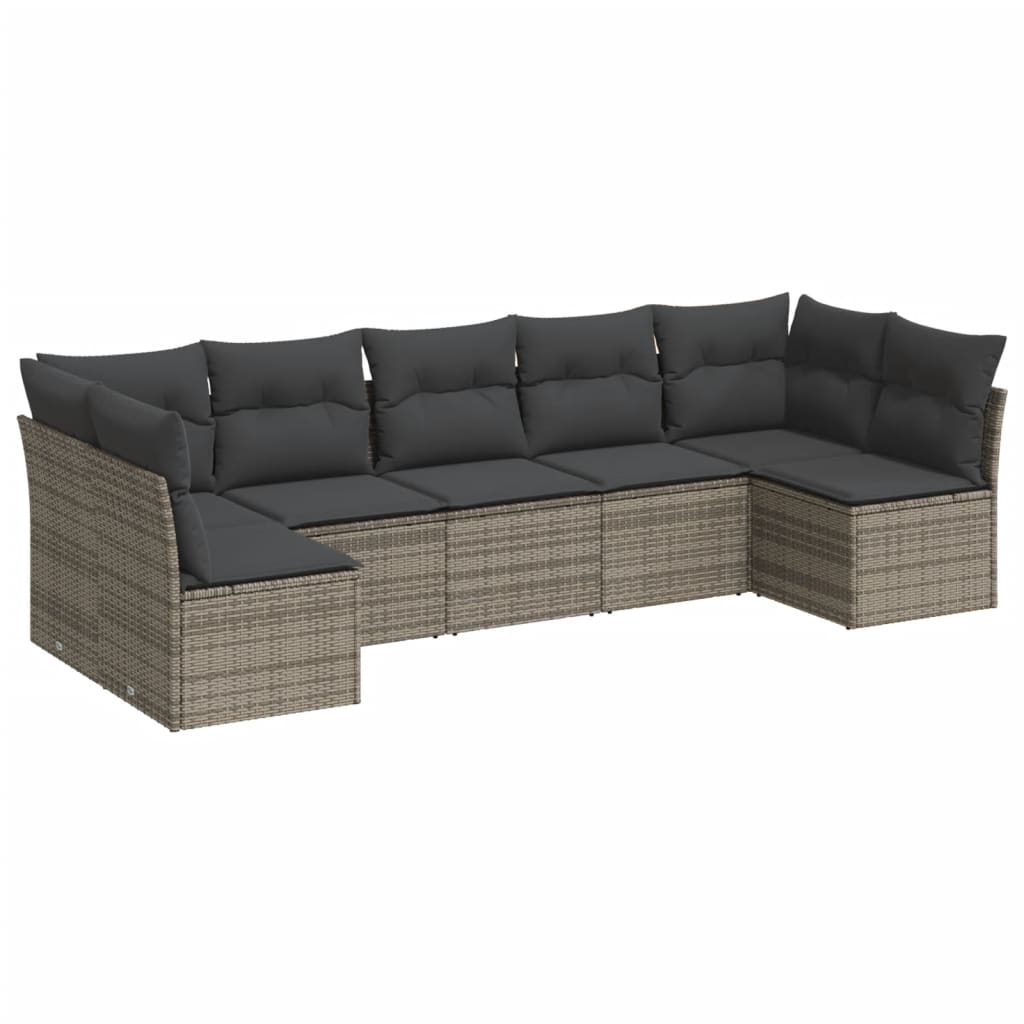 7-dijelni set vrtnih sofa sivi od poliratana