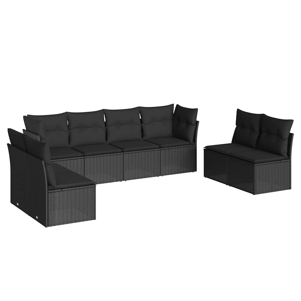 8-dijelni set vrtnih sofa od poliratana s jastucima crni