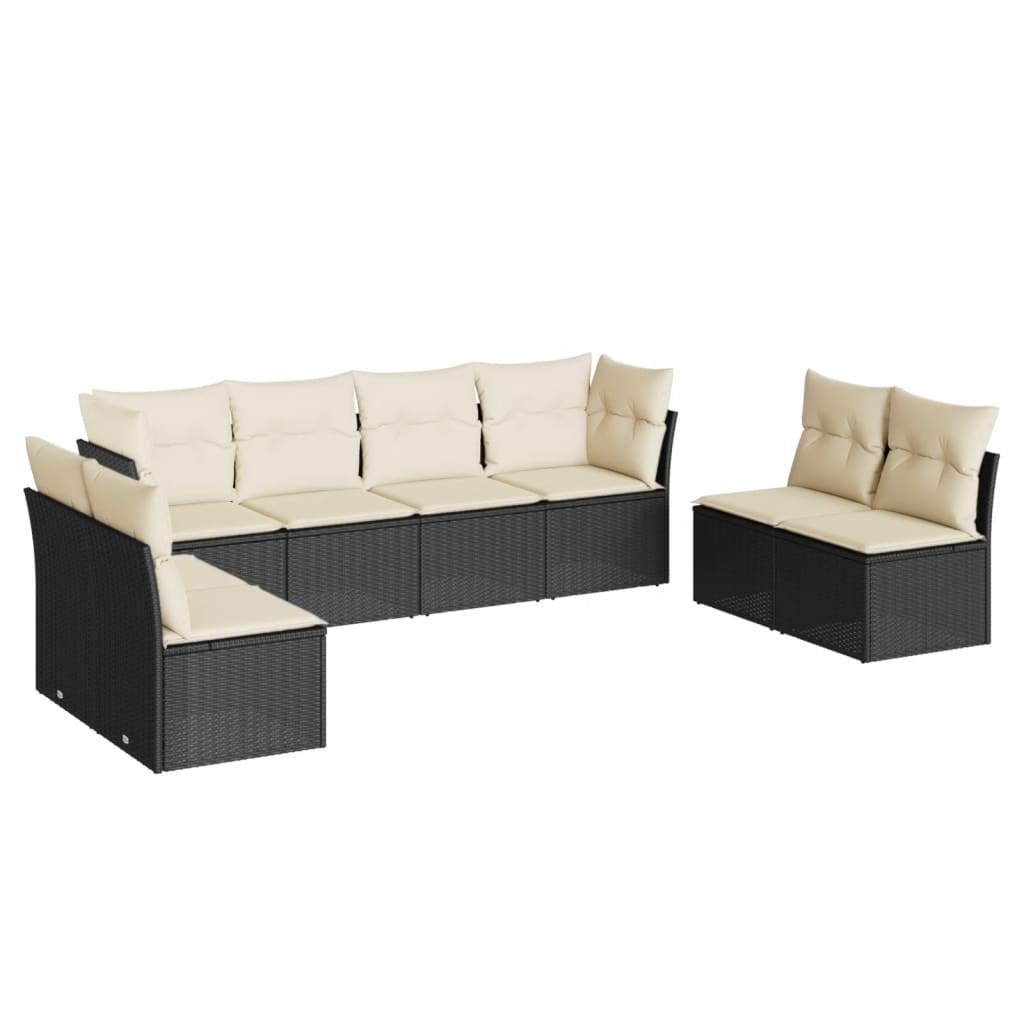 8-dijelni set vrtnih sofa od poliratana s jastucima crni