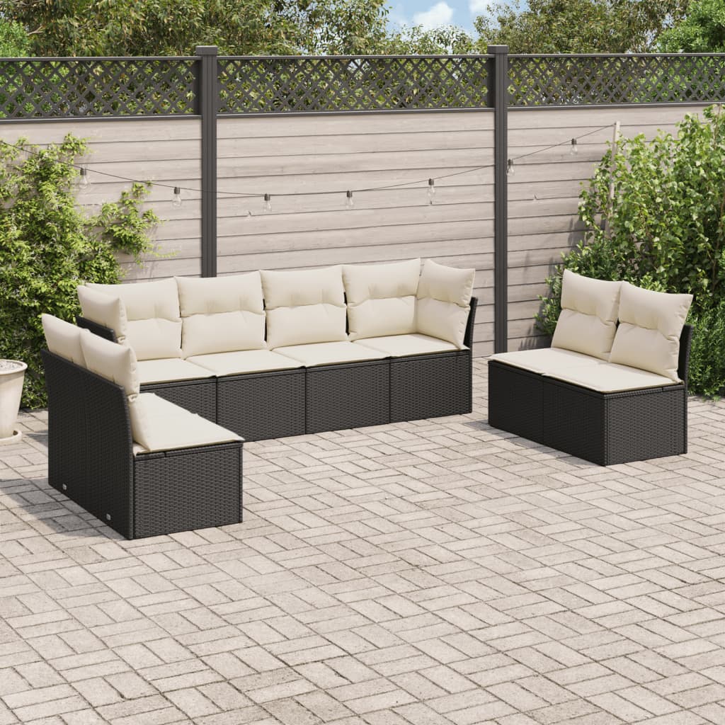 8-dijelni set vrtnih sofa od poliratana s jastucima crni