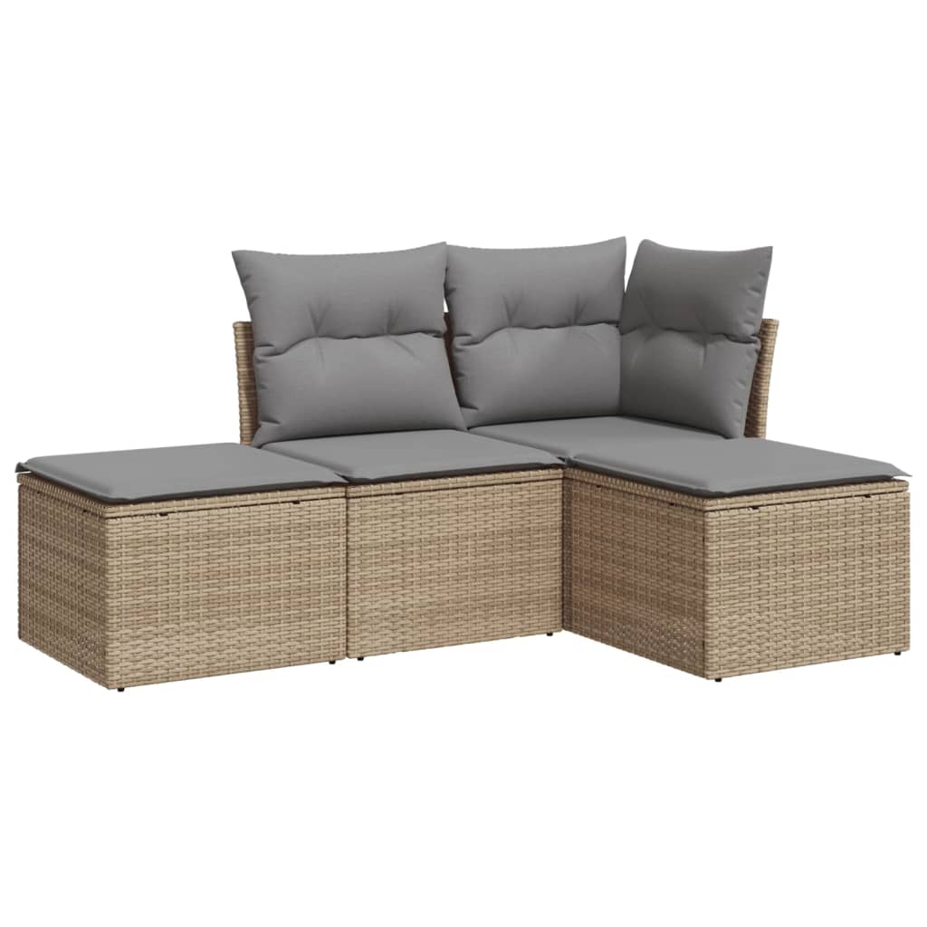 4-dijelni set vrtnih sofa s jastucima bež od poliratana