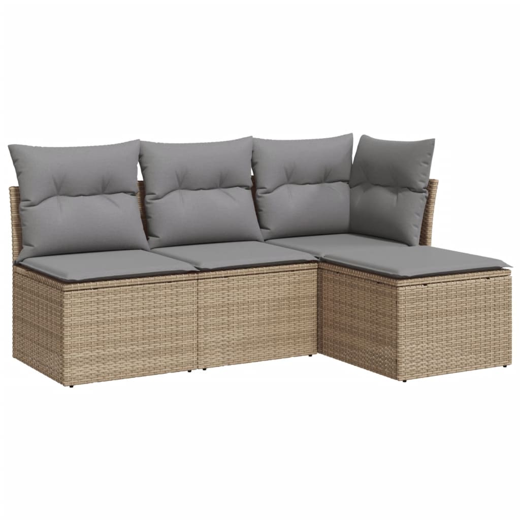 4-dijelni set vrtnih sofa s jastucima bež od poliratana