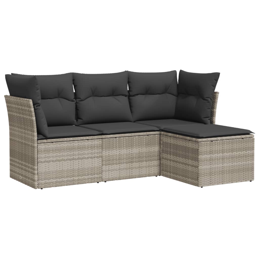 4-dijelni set vrtnih sofa s jastucima svijetlosivi poliratan