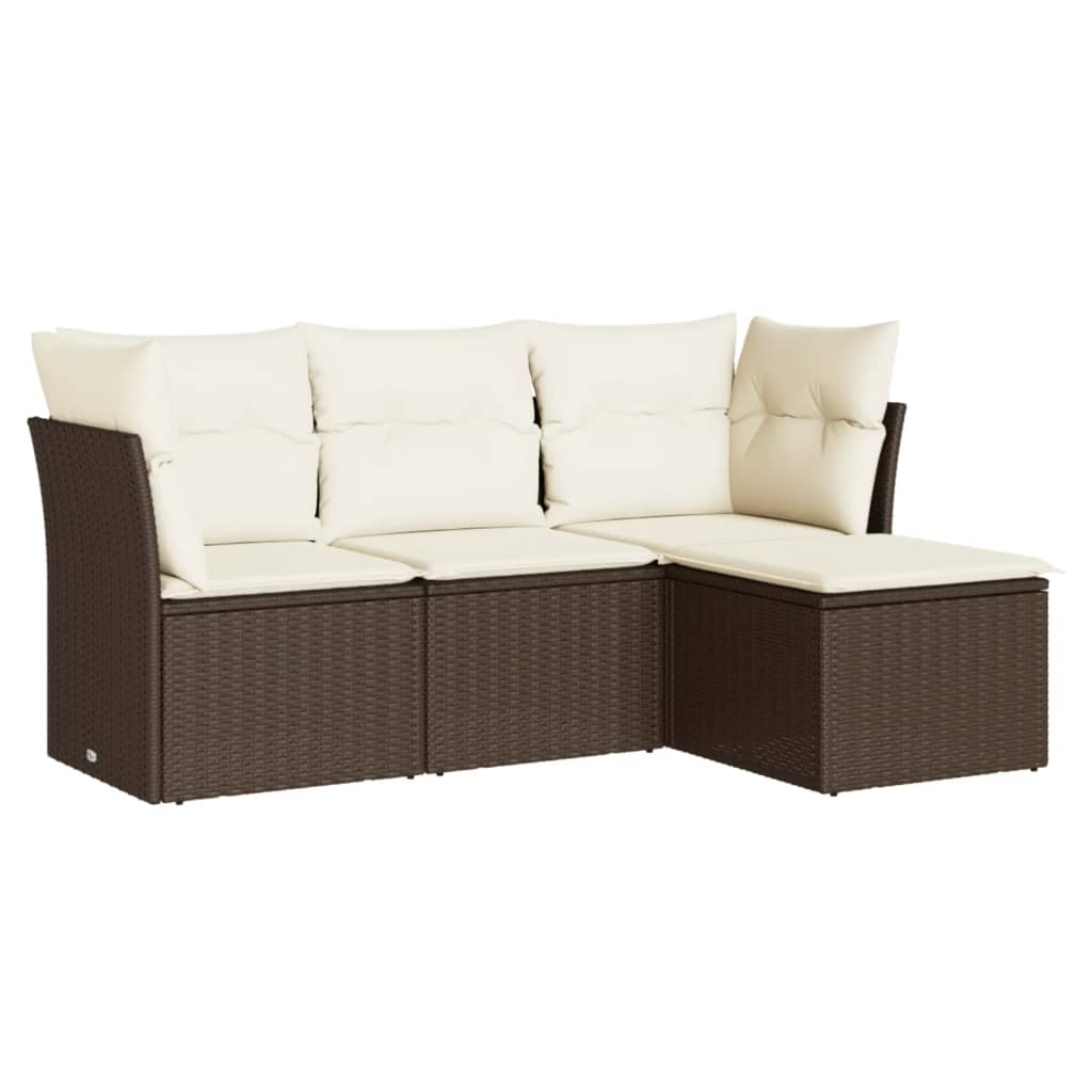 4-dijelni set vrtnih sofa od poliratana s jastucima smeđi