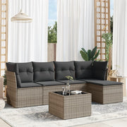 6-dijelni set vrtnih sofa od poliratana s jastucima sivi