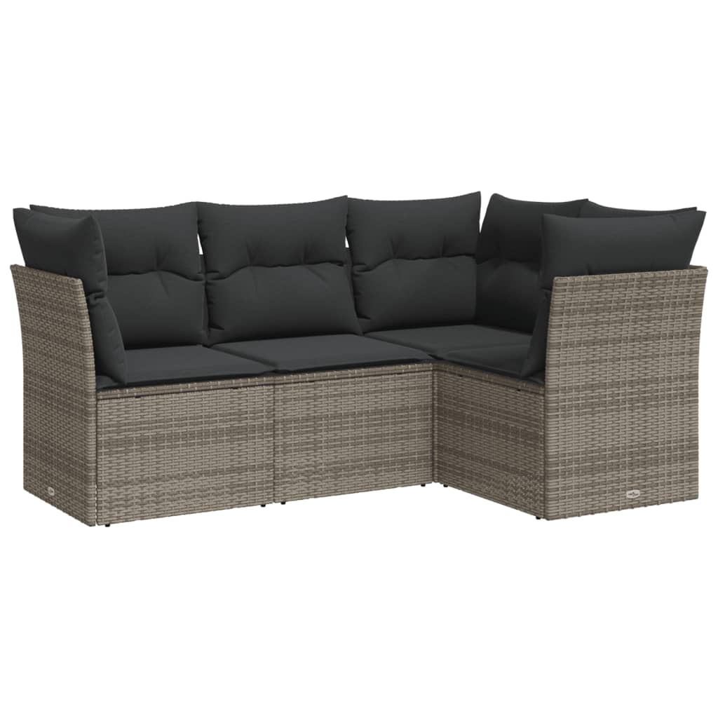 4-dijelni set vrtnih sofa od poliratana s jastucima sivi