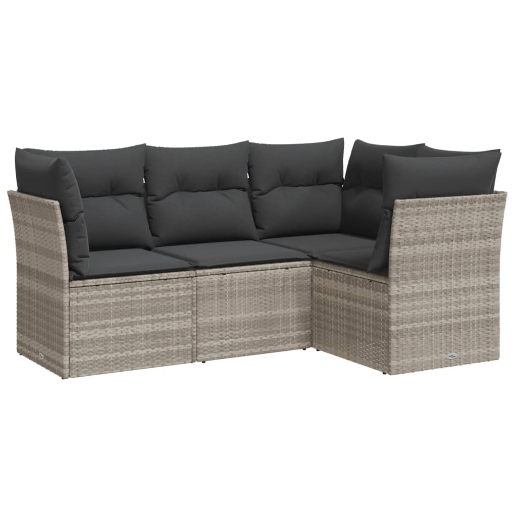 4-dijelni set vrtnih sofa s jastucima svijetlosivi poliratan