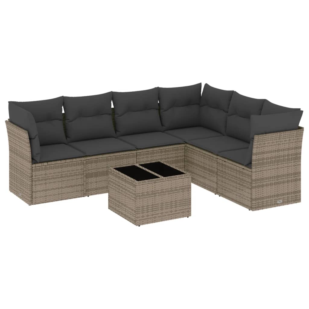7-dijelni set vrtnih sofa sivi od poliratana