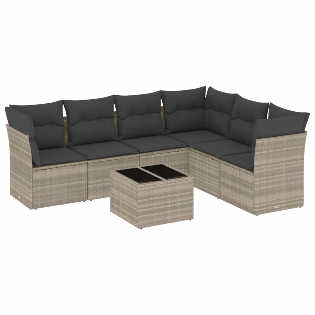 7-dijelni set vrtnih sofa svjetlosivi od poliratana