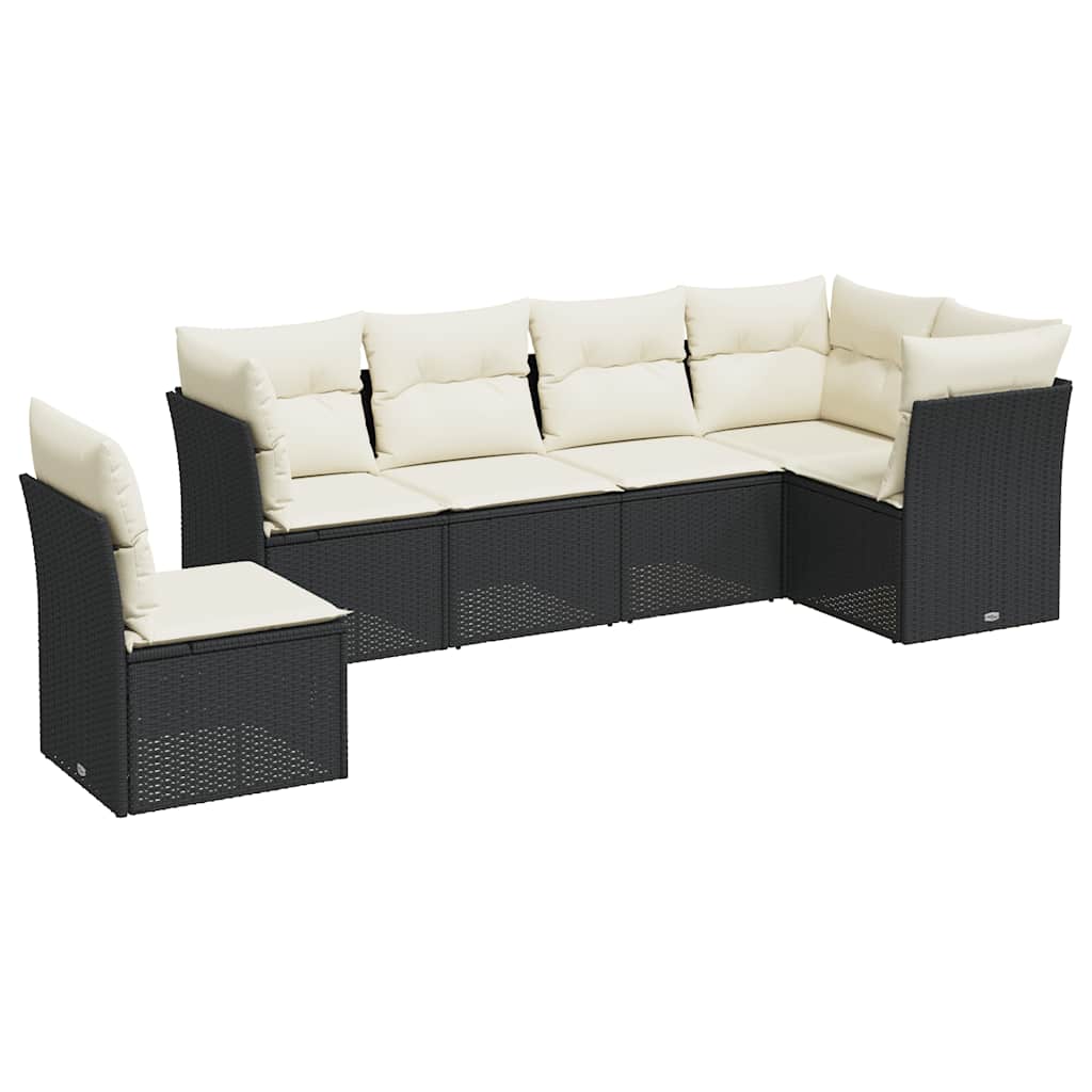 6-dijelni set vrtnih sofa s jastucima crni od poliratana