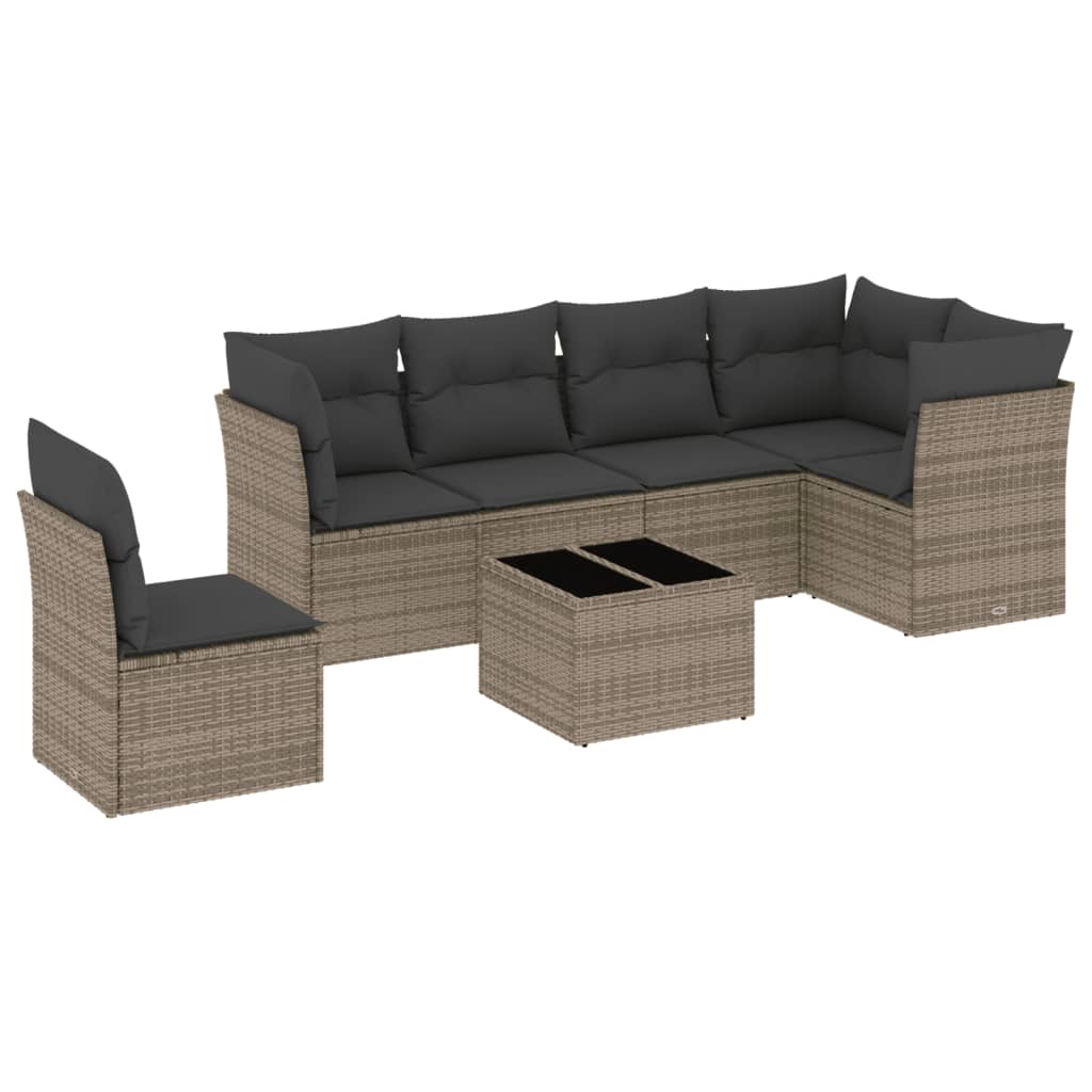 7-dijelni set vrtnih sofa sivi od poliratana