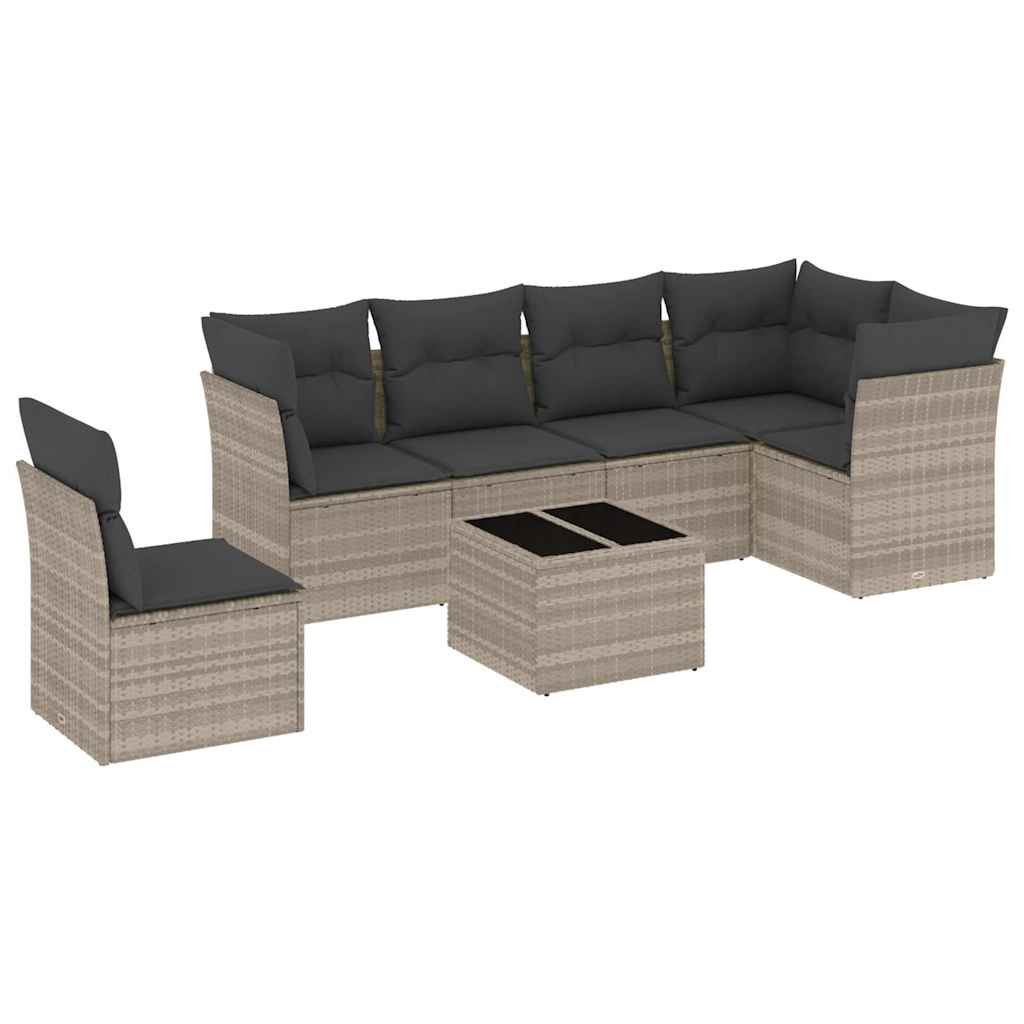 7-dijelni set vrtnih sofa svjetlosivi od poliratana