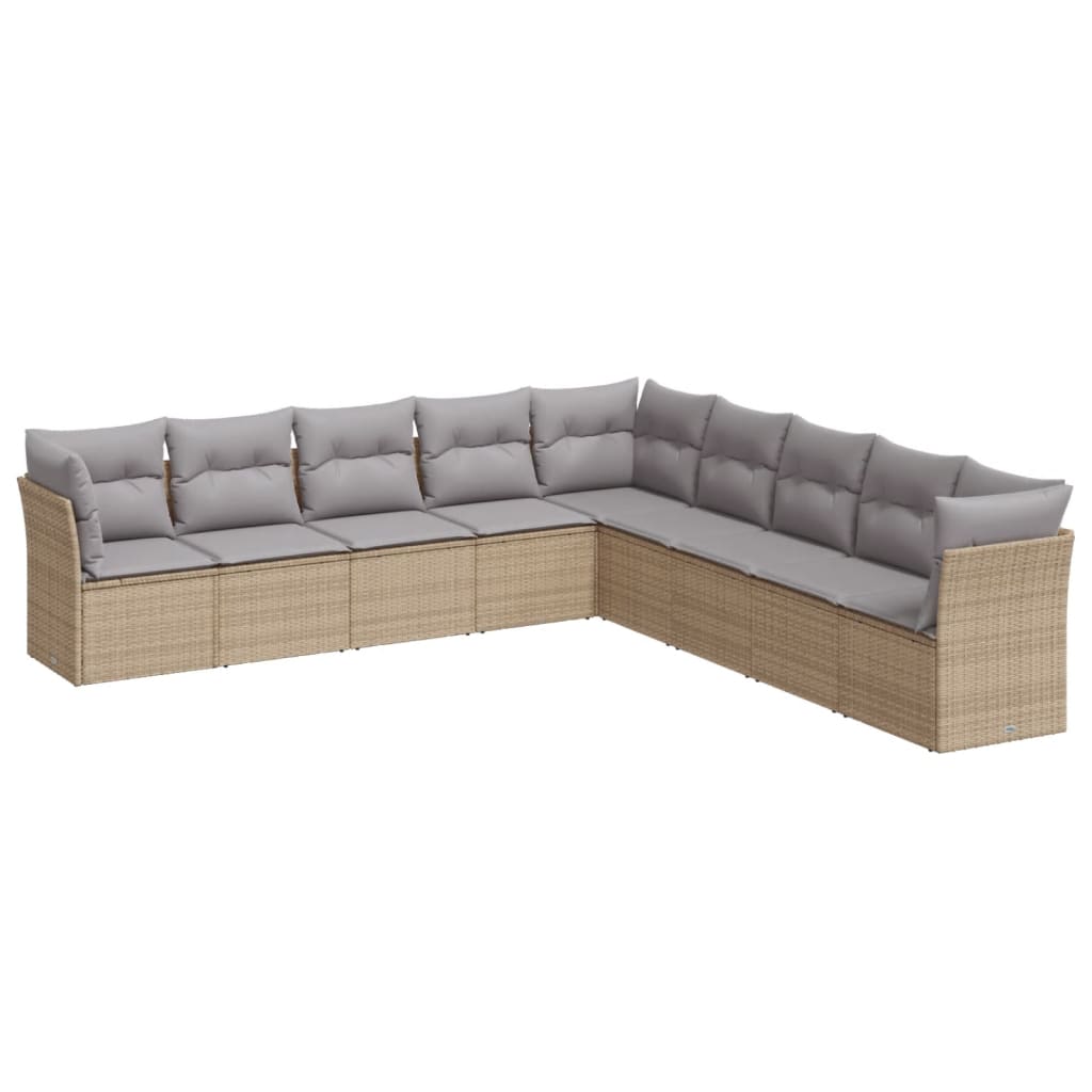 9-dijelni set vrtnih sofa s jastucima bež od poliratana