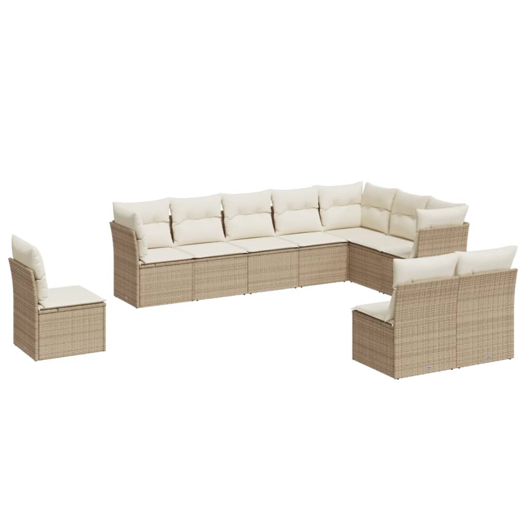 10-dijelni set vrtnih sofa s jastucima bež od poliratana