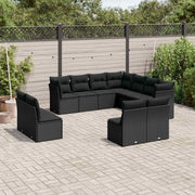 11-dijelni set vrtnih sofa od poliratana s jastucima crni
